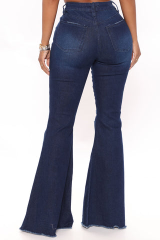 Stay Fearless Extreme Bell Bottom Jeans - Dark Wash