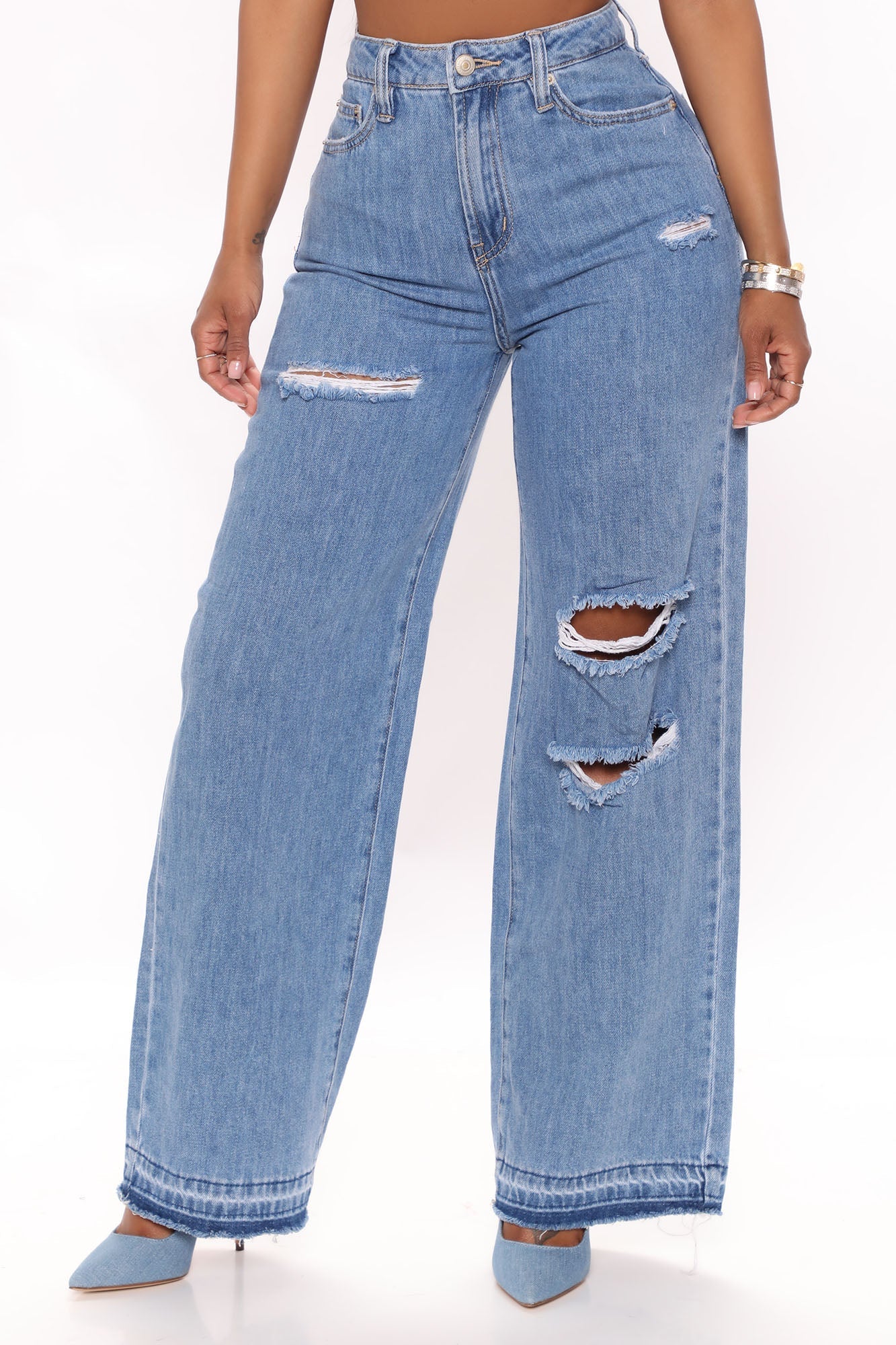 Sinner In Secret Wide Leg Jeans - Medium Wash