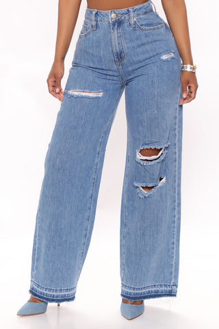 Sinner In Secret Wide Leg Jeans - Medium Wash