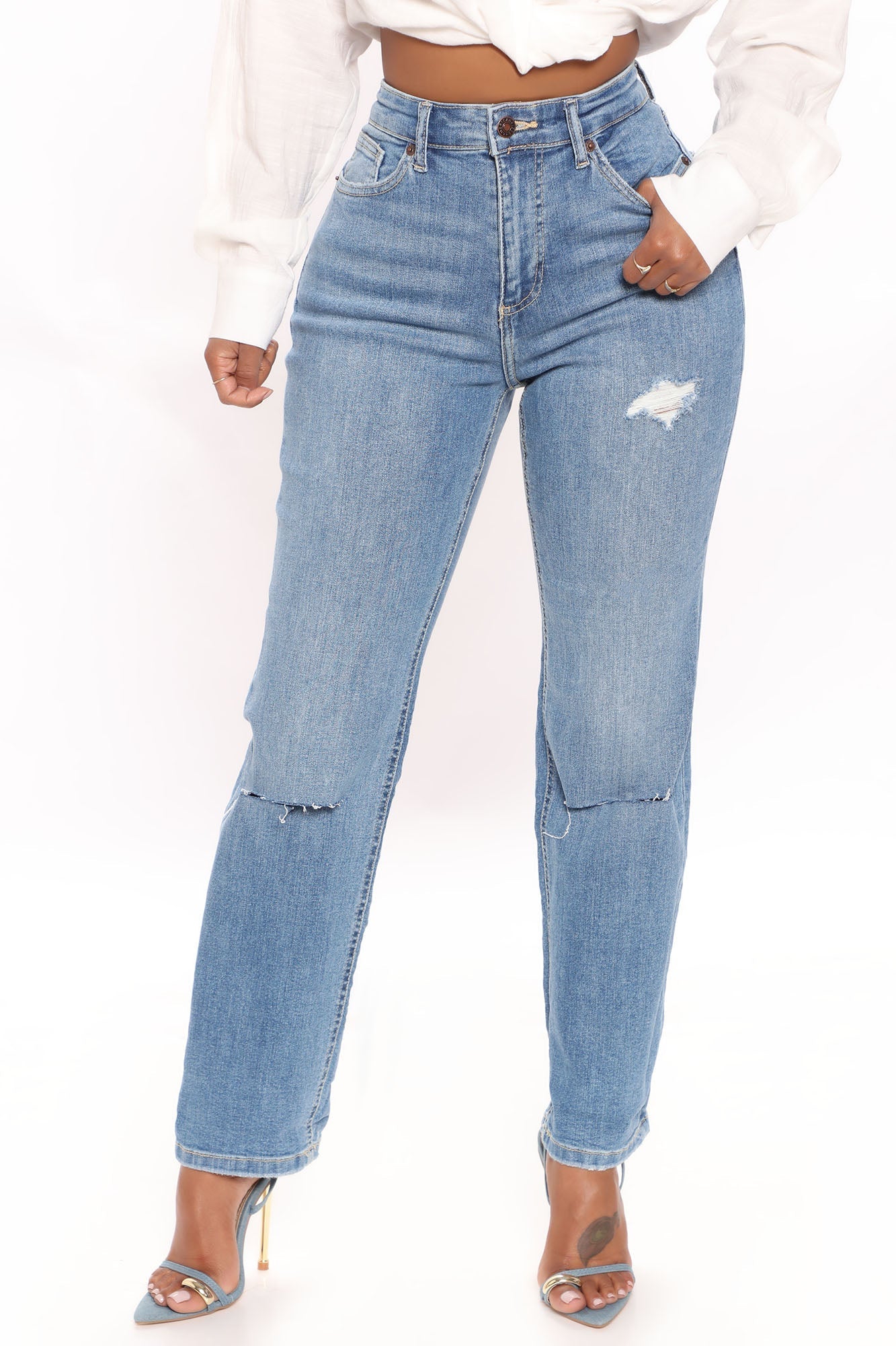 Super Mom High Rise Jeans - Medium Blue Wash