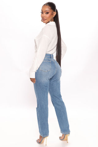 Super Mom High Rise Jeans - Medium Blue Wash