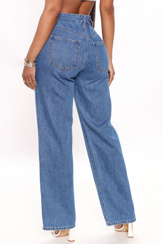Take Life By The Hand Wide Leg Jeans - Medium Blue Wash