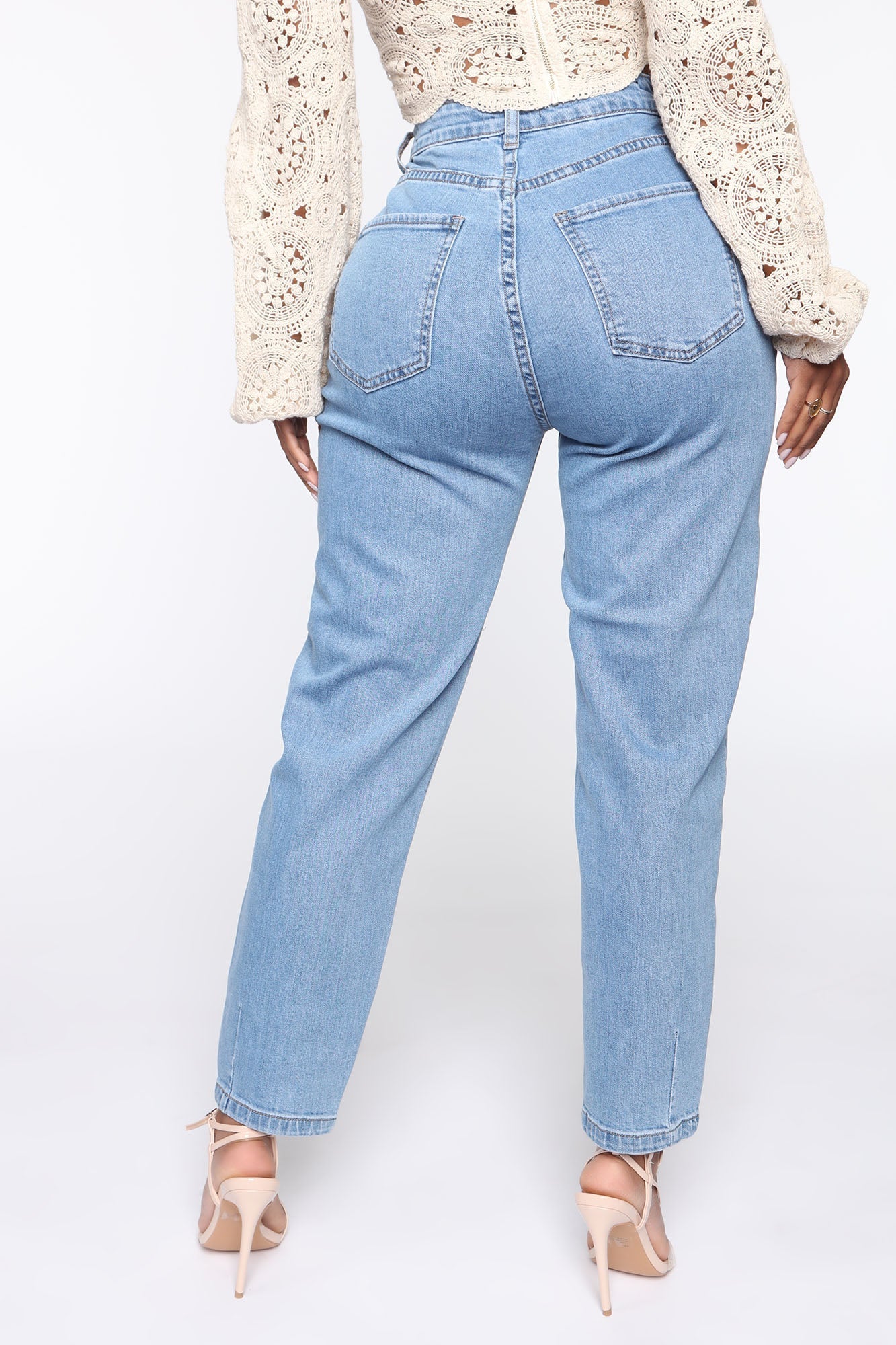 Tell Me Everything Pleated Mom Jeans - Light Blue Wash