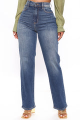 Uptown Stretch High Rise Straight Leg Jeans - Vintage Blue Wash