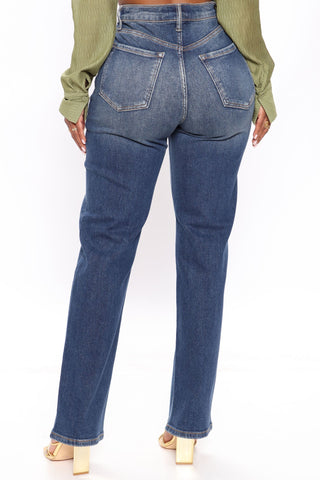 Uptown Stretch High Rise Straight Leg Jeans - Vintage Blue Wash