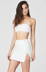 WHITE MARGERY DOUBLE SIDE ZIP SKIRT