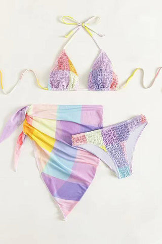 3-teiliges Bikini-Set mit buntem Print