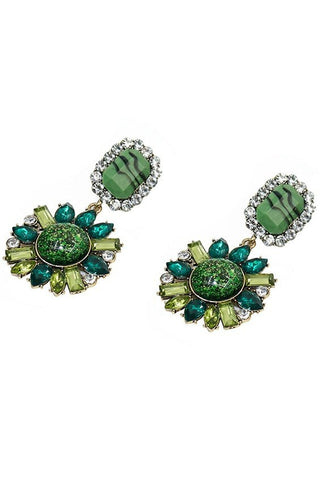 Green Dimond Dangle Earrings