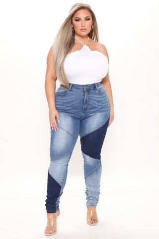 Tall Stay In Line Mid Rise Skinny Jeans - Medium Blue Wash