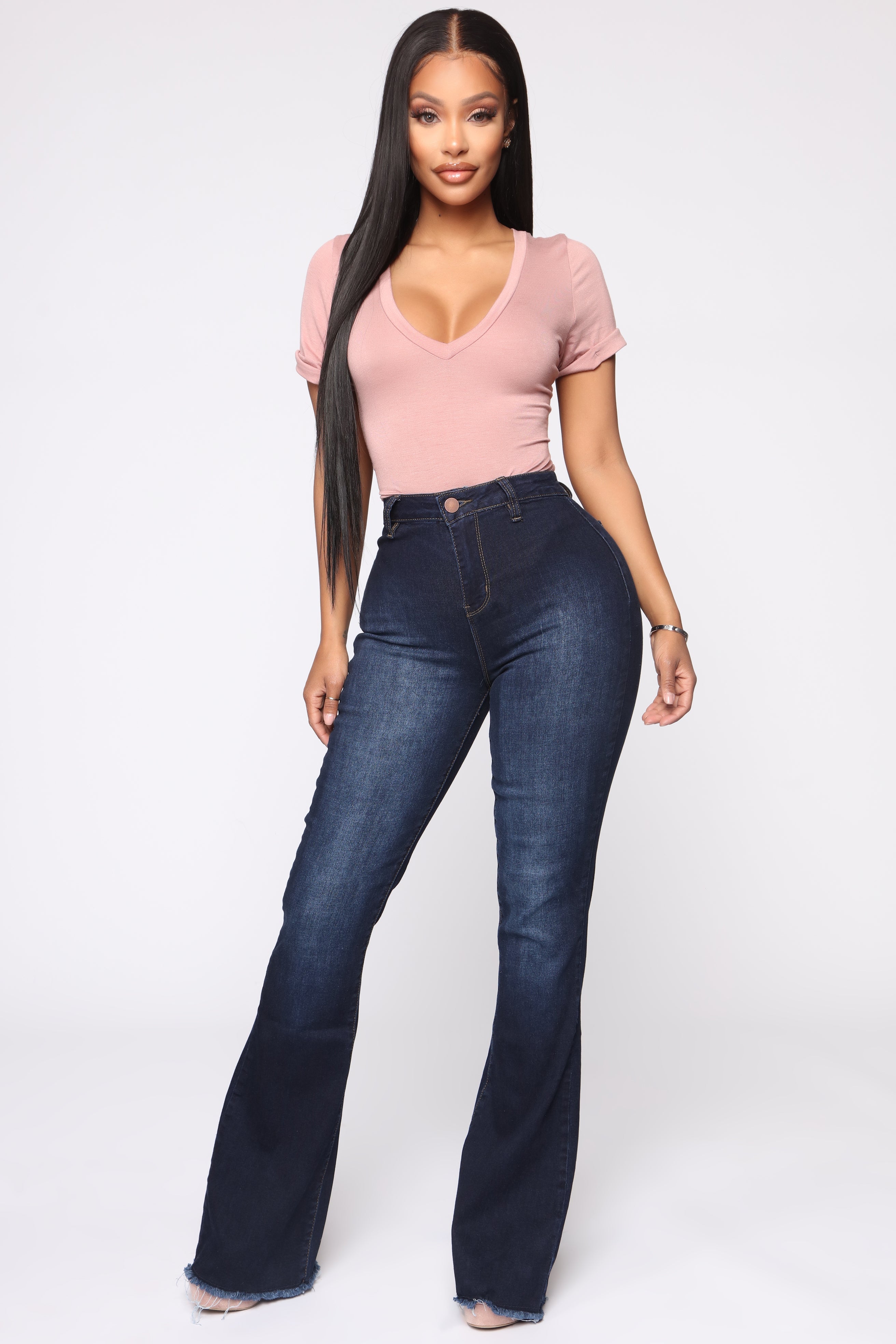 Valentina High Rise Flare Jeans - Dark Denim