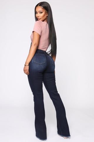 Valentina High Rise Flare Jeans - Dark Denim