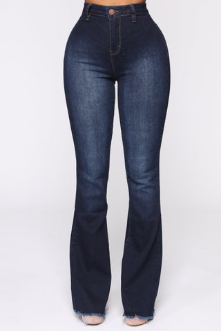 Valentina High Rise Flare Jeans - Dark Denim