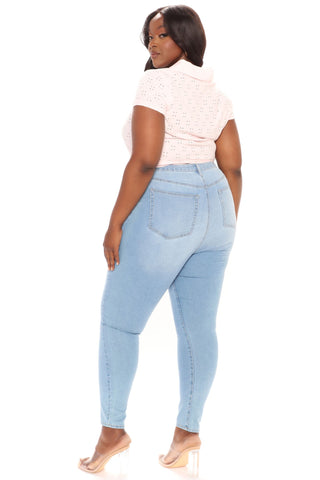 Soho Super Stretch High Rise Jeggings - Light Blue Wash