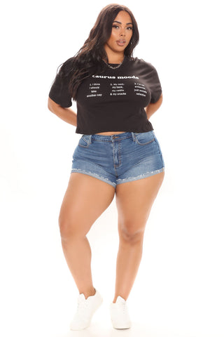 What A Throwback Cheeky Stretch Denim Shorts - Dark Wash