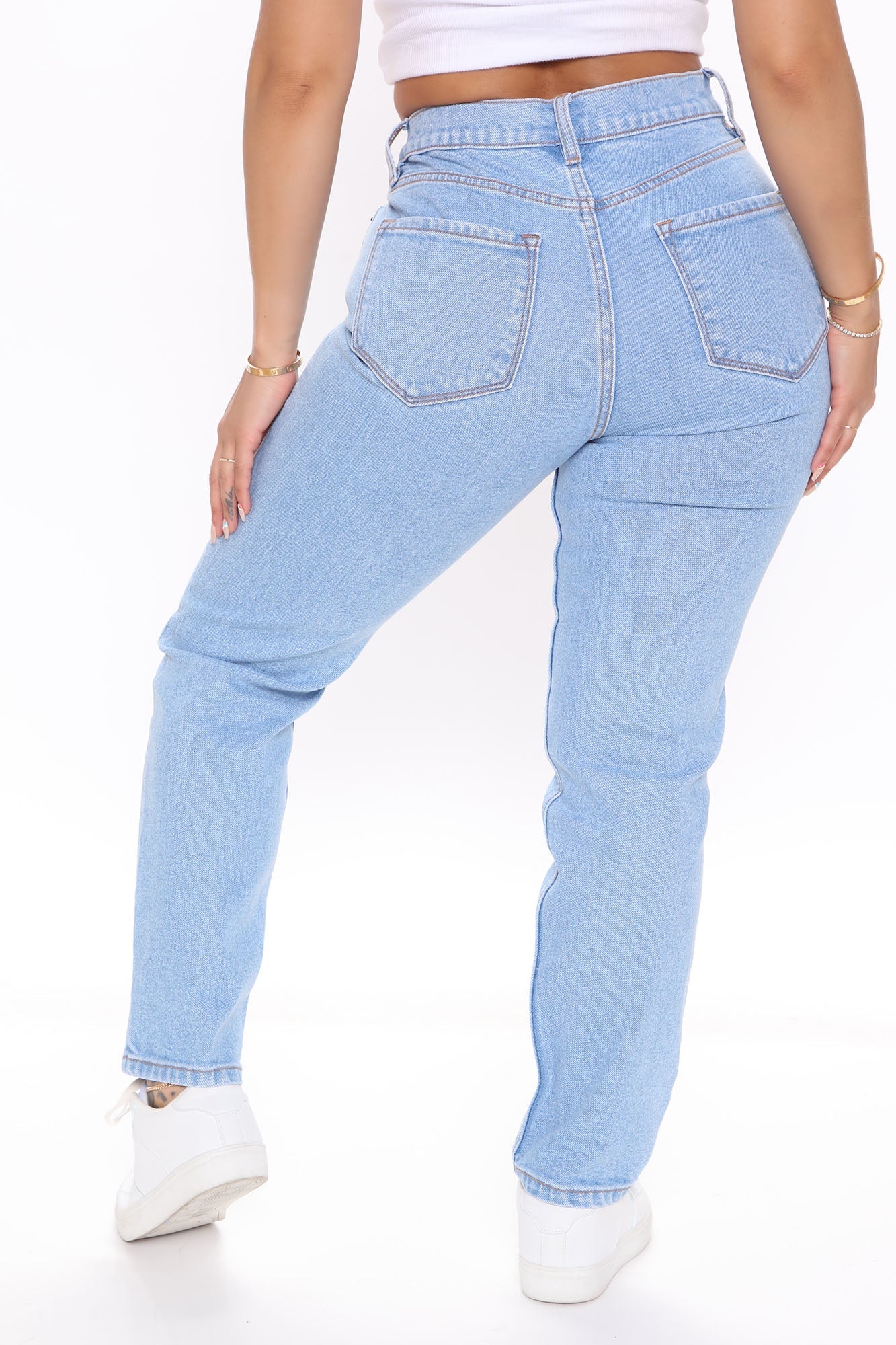Who's Your Mama Stretch Mom Jeans - Light Blue Wash