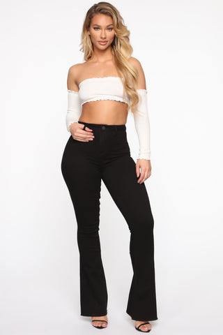Valentina High Rise Flare Jeans - Black