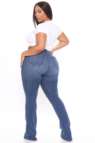 Tall Luxurious Distressed Super Stretch Flare Jeans - Dark Wash