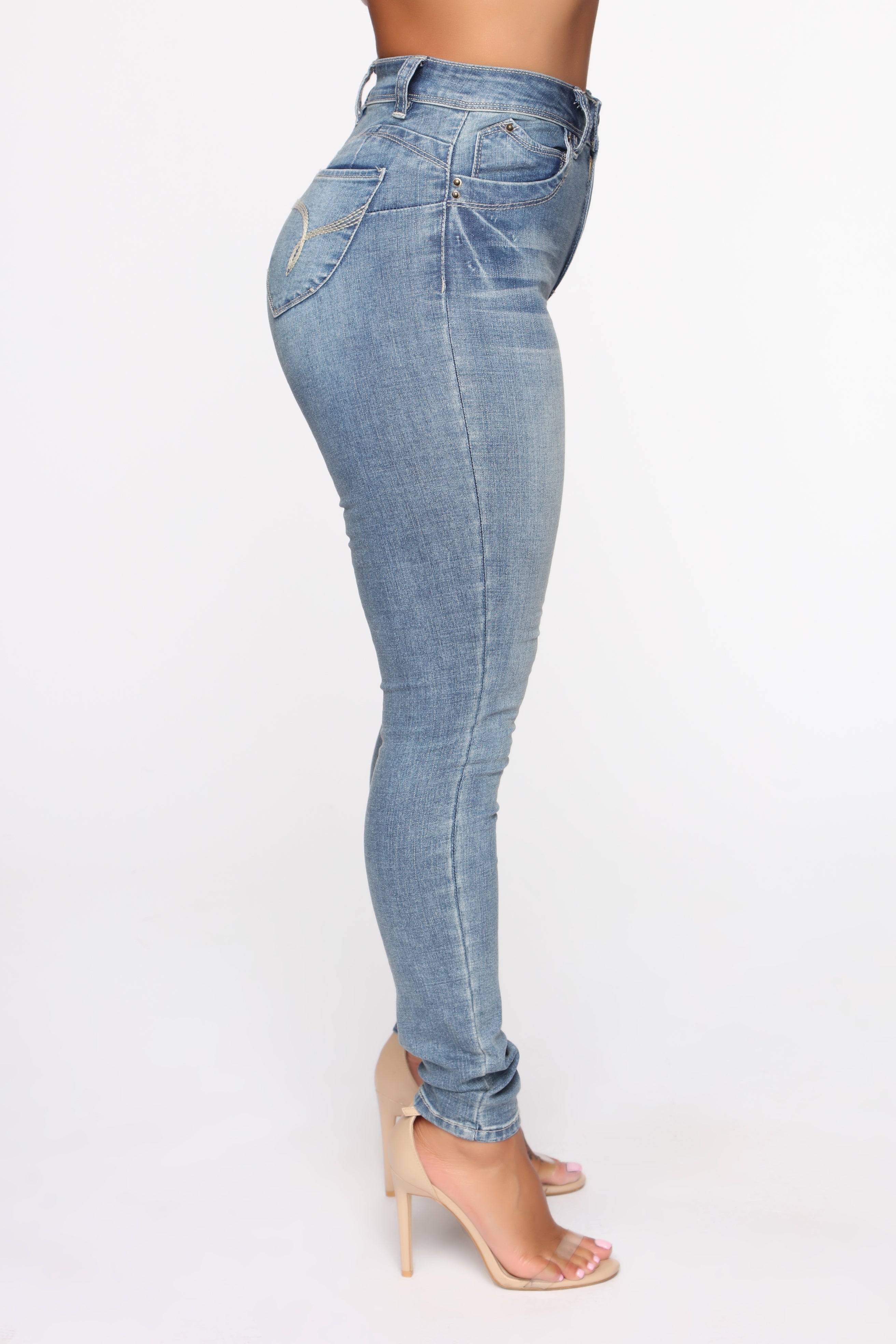 Some Type Of Way High Rise Jeans - Medium Blue Wash