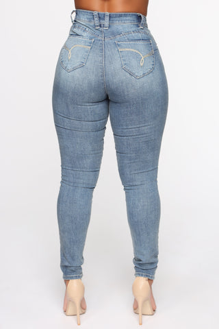 Some Type Of Way High Rise Jeans - Medium Blue Wash