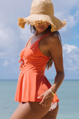 Tankini-Set mit Blumenmuster, Kordelzug und Rüschensaum