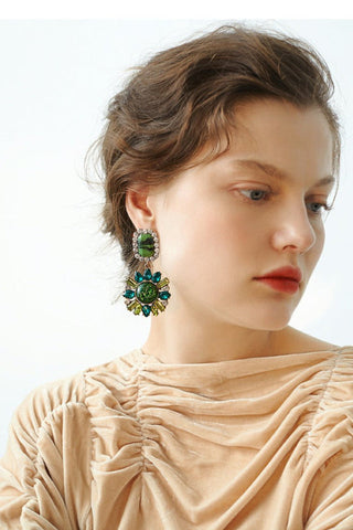 Green Dimond Dangle Earrings