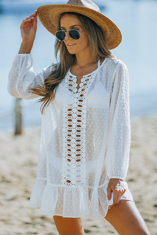 Swiss Dot Crochet Beach Cover Up