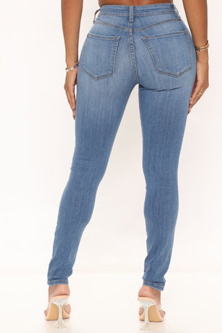 Sought After Luxe Super Stretch Skinny Jeans - Medium Blue Wash