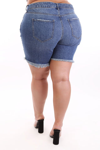 This Time Around Bermuda Shorts - Medium Blue Wash