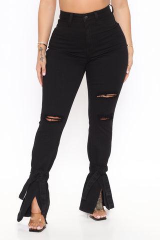 Tied To Let Ya Know Ripped Jeans - Black