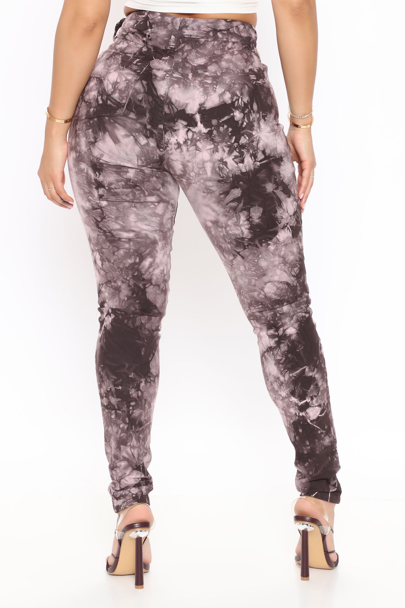 Soak It Up Tie Dye Skinny Jeans - Black/Pink