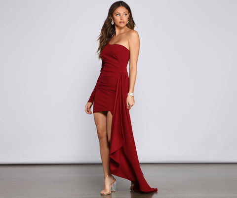 Emily One Shoulder Pleated Asymmetric Mini Dress