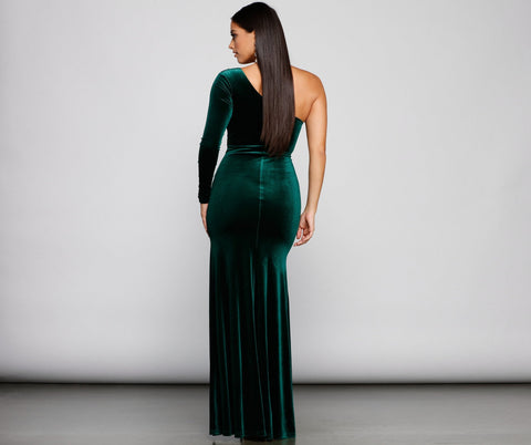 Cheyenne Formal One Shoulder Velvet Dress