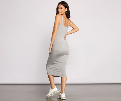 Slay Every Day Basic Scoop Neck Midi Dress