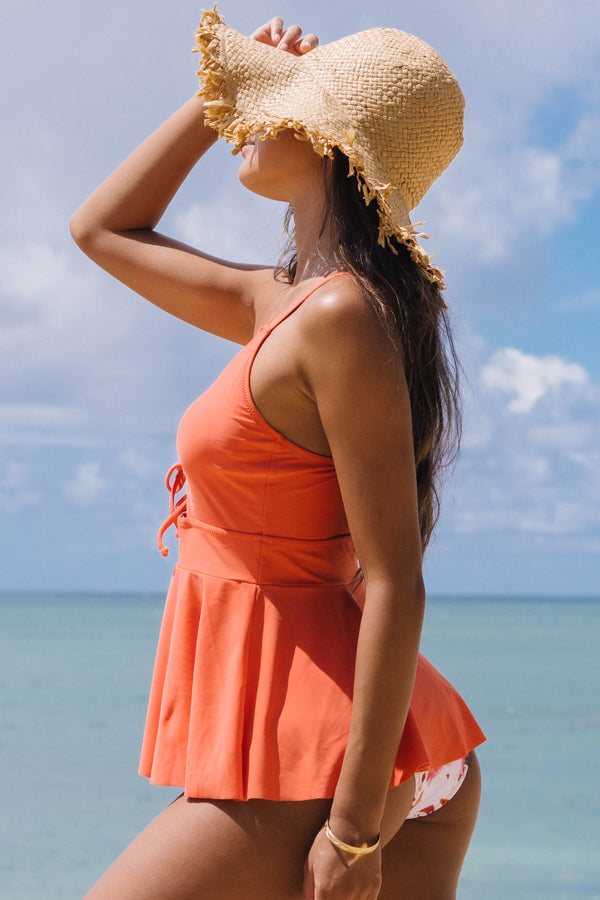 Tankini-Set mit Blumenmuster, Kordelzug und Rüschensaum