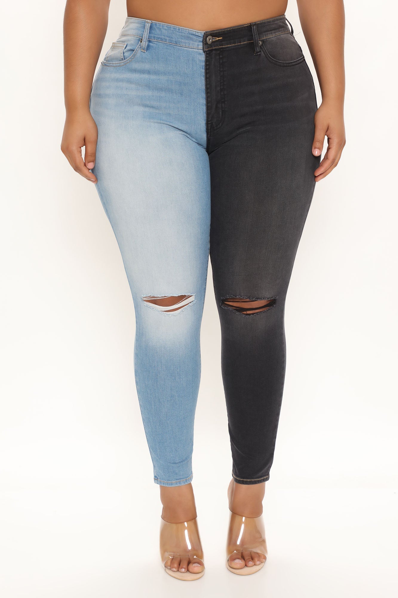 Two Tone For What Sculpting Skinny Jeans - Blue/combo