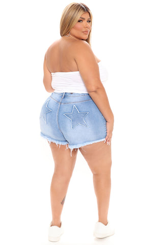 You're A Star Cut Off Denim Shorts - Medium Blue Wash