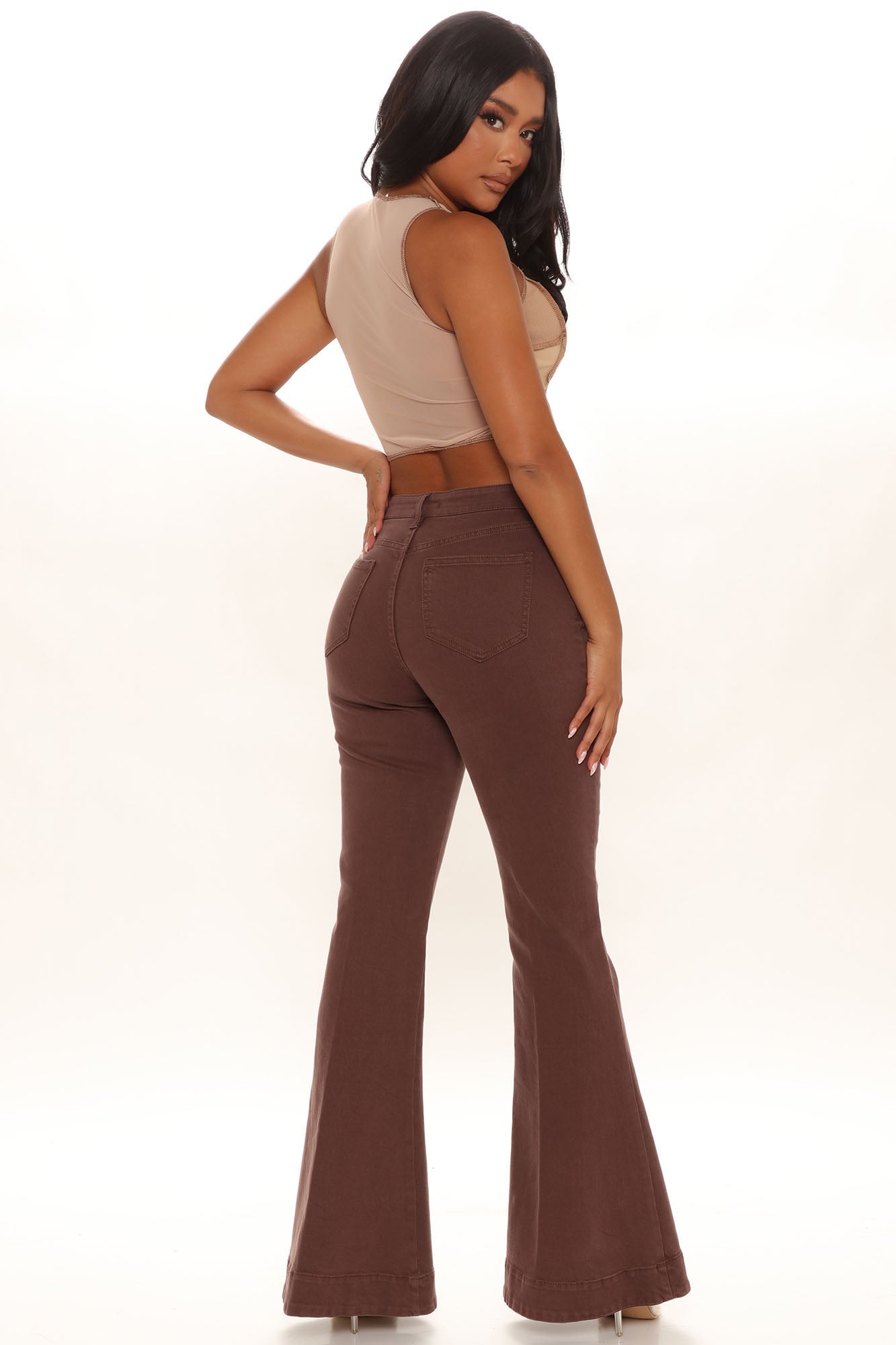 South Of France Trouser Flare Jeans - Chocolate