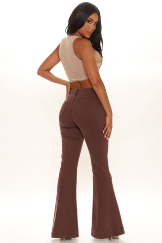 South Of France Trouser Flare Jeans - Chocolate