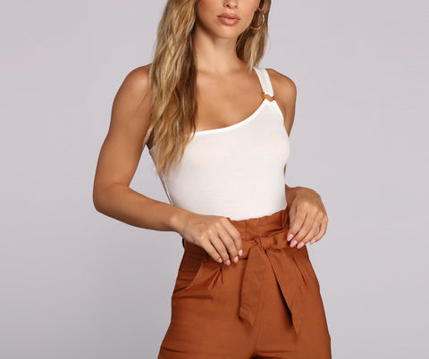 Simple And Chic One Shoulder Bodysuit