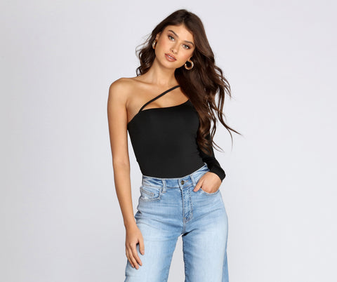 Slinky Knit One Shoulder Bodysuit