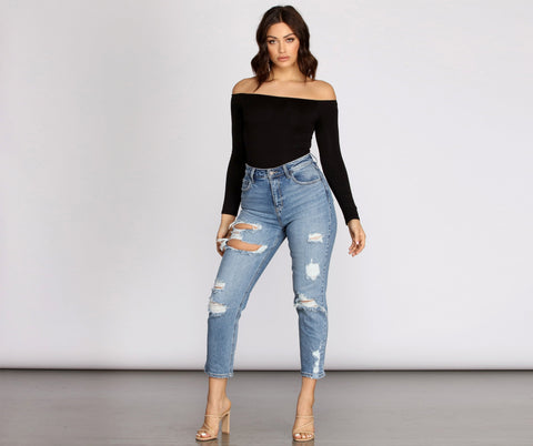 Simple Style Off The Shoulder Bodysuit