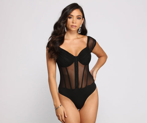 So Chic Mesh Bustier Bodysuit