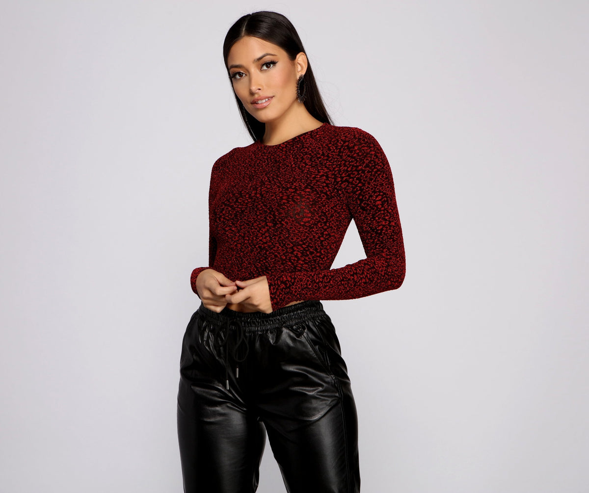 So Chic – Crop-Top aus Lurex mit Rundhalsausschnitt