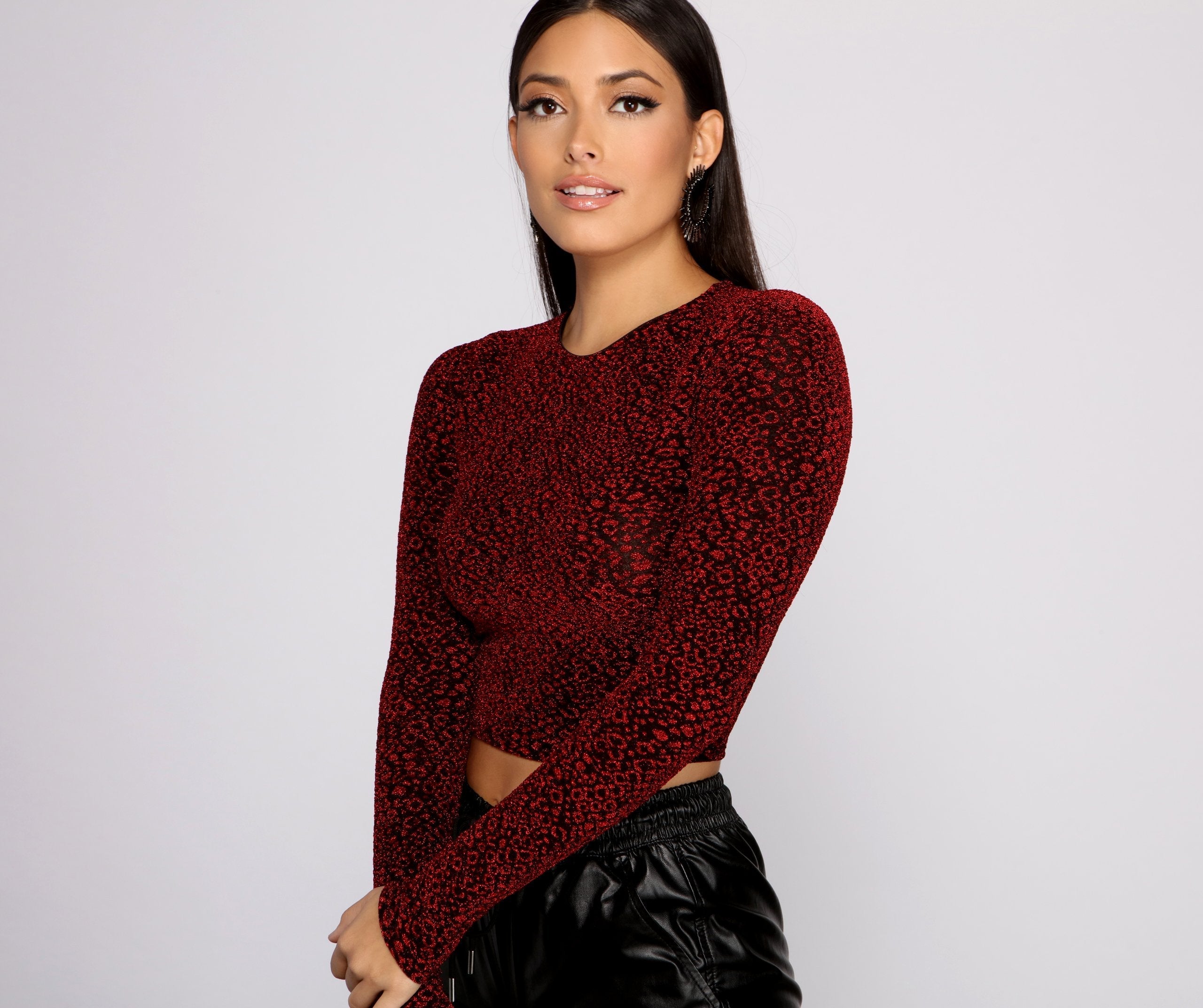 So Chic – Crop-Top aus Lurex mit Rundhalsausschnitt