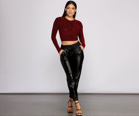 So Chic – Crop-Top aus Lurex mit Rundhalsausschnitt