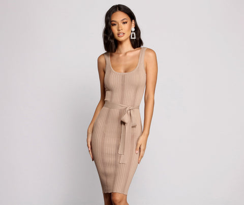 Slay In Style Ribbed Scoop Neck Midi Dress