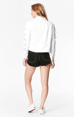 WHITE OTHELLO SHREDDED DENIM JACKET