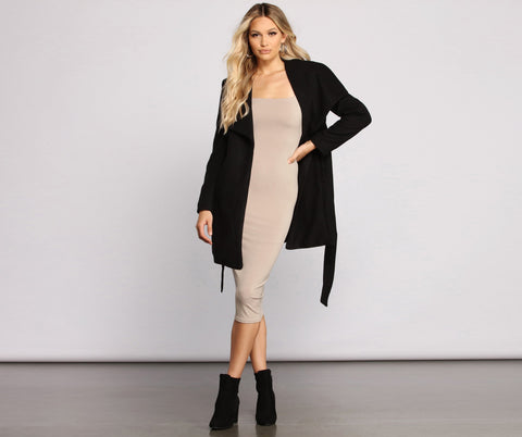 So Fab Fleece Belted Trench Coat