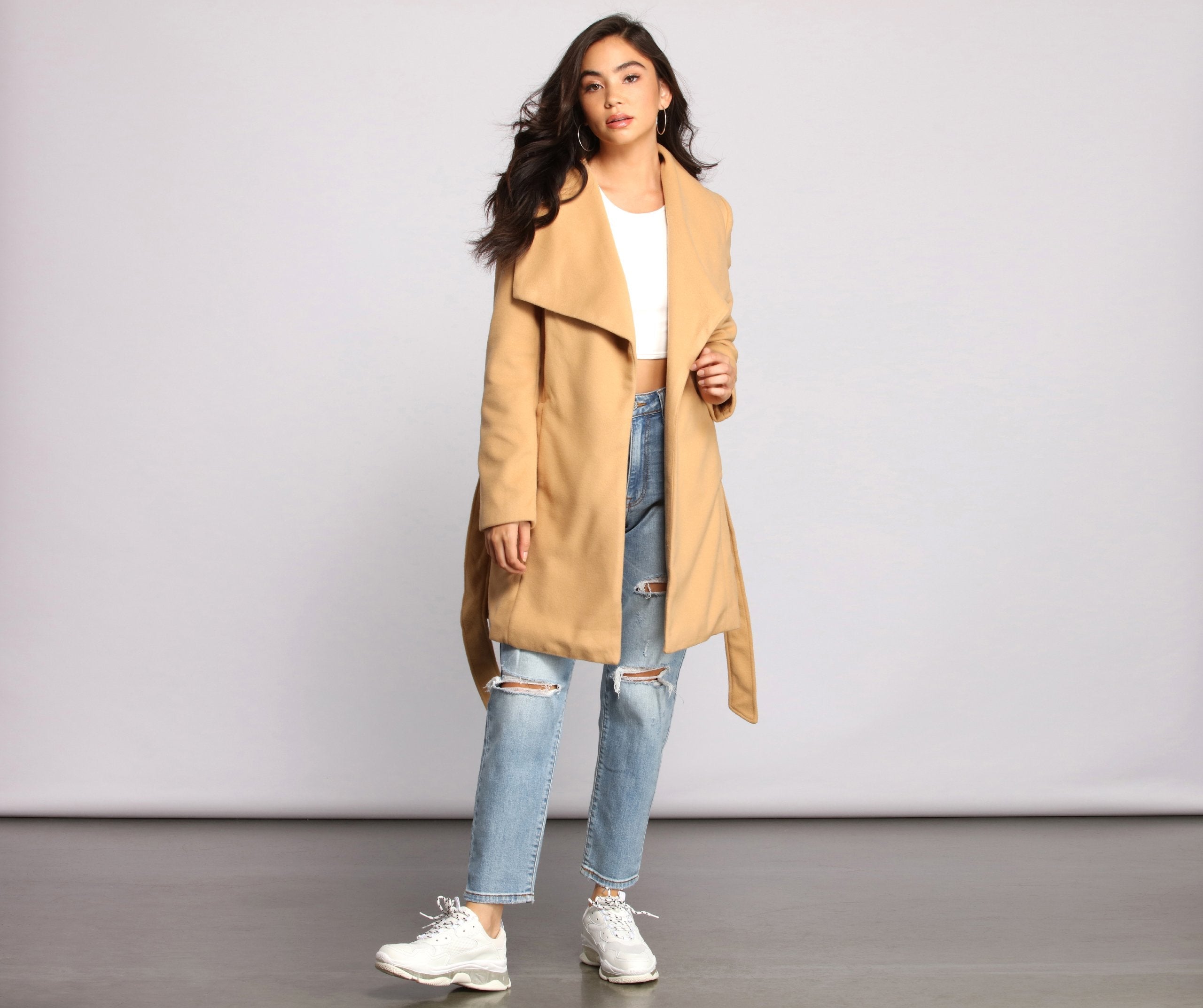 So Fab Fleece Belted Trench Coat