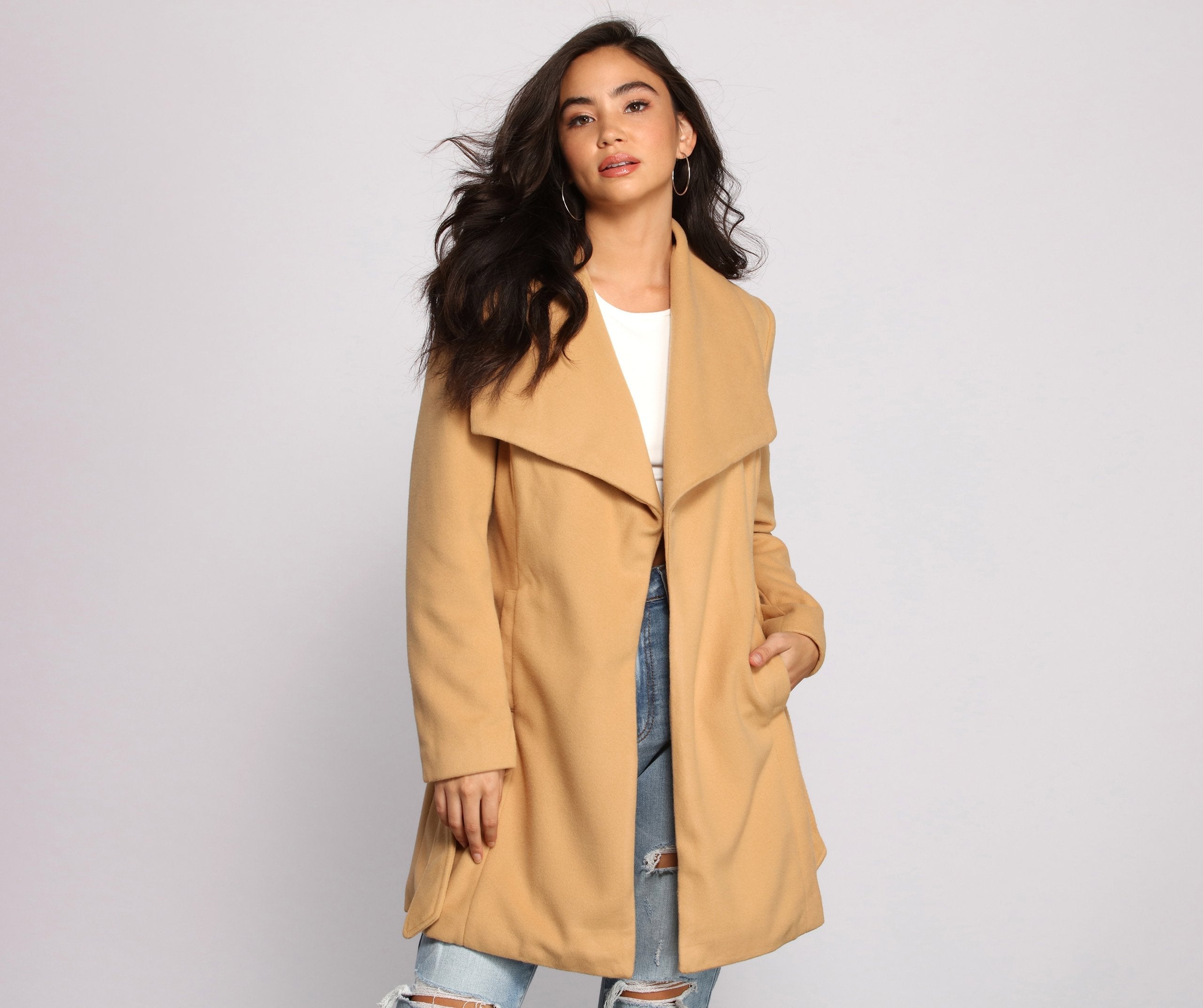 So Fab Fleece Belted Trench Coat